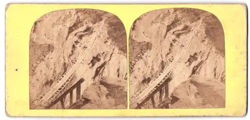 Stereo-Fotografie Co. Antrim, Ansicht Carrick-a-Rede / Ireland, The Rope Bridge