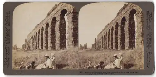 Stereo-Fotografie Underwood & Underwood, New York, Ansicht Rom / Roma, Aquäduct von Claudius