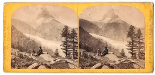 Stereo-Fotografie W. England, Ansicht Zermatt, Matterhorn und Görner Gletscher