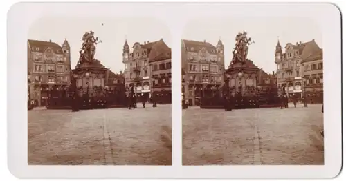 Stereo-Fotografie unbekannter Fotograf, Ansicht Mannheim, Marktplatz Brunnen