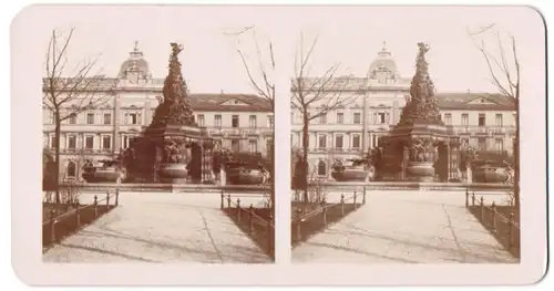 Stereo-Fotografie unbekannter Fotograf, Ansicht Mannheim, Brunnen am Paradeplatz