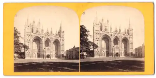 Stereo-Fotografie unbekannter Fotograf, Ansicht Peterborough, Hauptfassade der Kathedrale