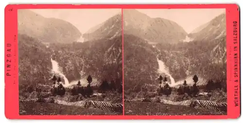 Stereo-Fotografie Würthle & Spinnhirn, Salzburg, Ansicht Pinzgau, die drei Krimmler Fälle, Wasserfall