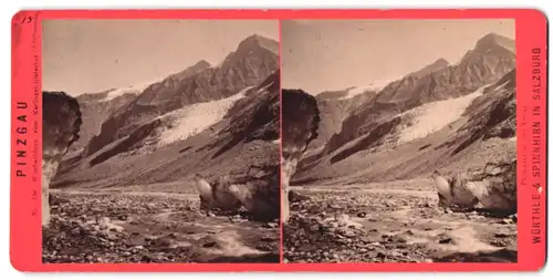 Stereo-Fotografie Würthle & Spinnhirn, Salzburg, Ansicht Pinzgau, Wiesbachhorn vom Karlinger - Gletscher gesehen
