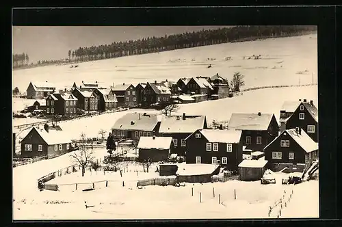 AK Altenfeld i. Thür. Wald, Blick auf den von Schnee bedeckten Ort