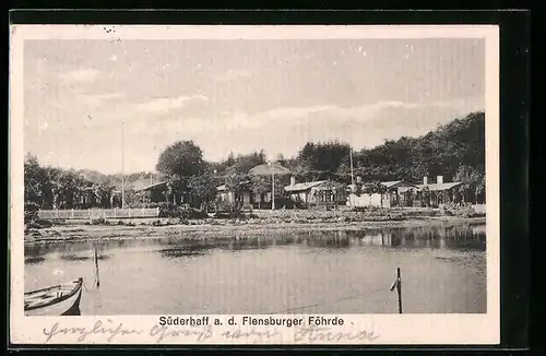 AK Süderhaff a. d. Flensburger Föhrde, Hütten am Ufer