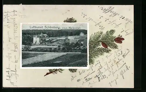 AK Schömberg, Neue Heilanstalt, Passepartout