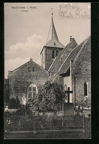 AK Neukirchen i. Holst., Partie an der Kirche