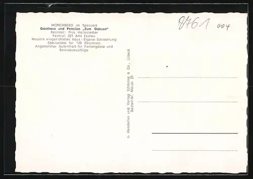 AK Mönchberg im Spessart, Ortsansicht, Gasthaus zum Ochsen