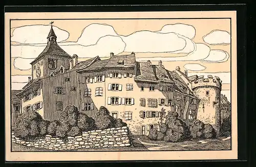 Künstler-AK Liestal, Oberes Tor und Thomasturm