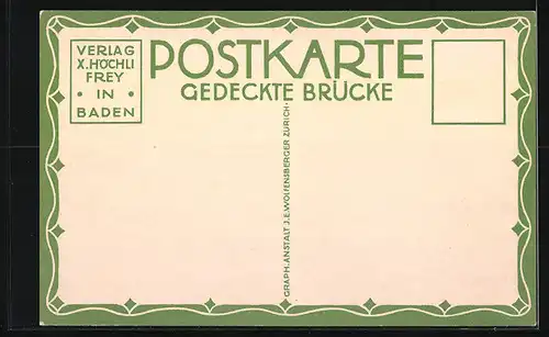 Künstler-AK Baden, Gedeckte Brücke