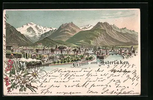 Lithographie Interlaken, Panorama
