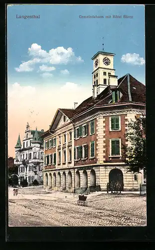 AK Langenthal, Gemeindehaus mit Hotel Bären