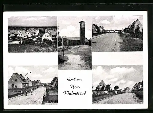 AK Neu-Wulmstorf, Ortsansicht, Kirche, Strassenpartien