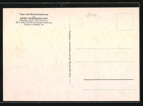 AK Heidenau /Kr. Harburg, Hotel Heidenauer Hof, Tanz- und Gesellschaftssaal