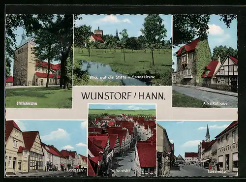 AK Wunstorf /Hann, Stiftskirche, Teilansicht, Südstrasse