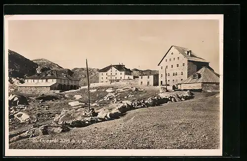 AK St. Gottardo, Ortspartie mit Hotel