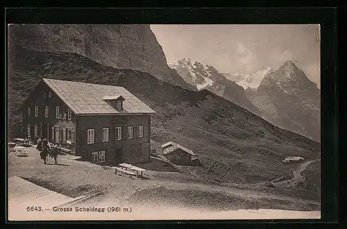 AK Grosse Scheidegg, Gasthaus mit Bergen