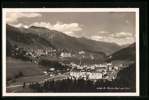 AK St. Moritz, Dorfansicht mit Hotel