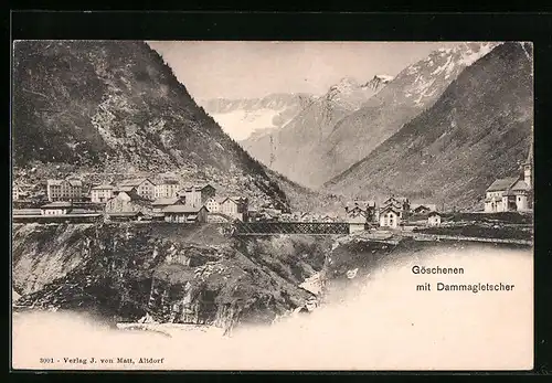 AK Göschenen, Teilansicht mit Dammagletscher