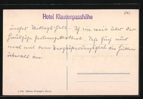 AK Klausenpass, Hotel Klausenpasshöhe