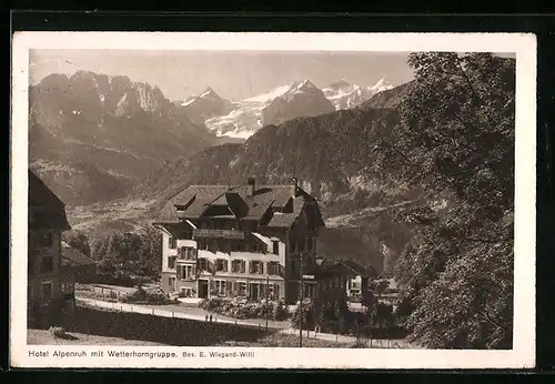 AK Hohfluh, Hotel Alpenruh mit Wetterhorngruppe