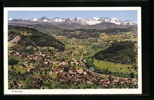 AK Turbenthal, Totalansicht mit Bergen