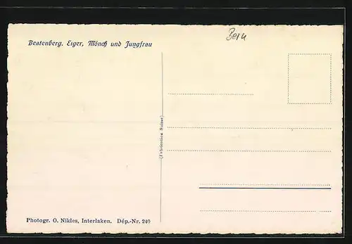 AK Beatenberg, Teilansicht, Eiger, Mönch und Jungfrau