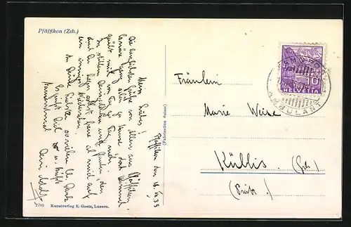 AK Pfäffikon, Teilansicht mit Kirche