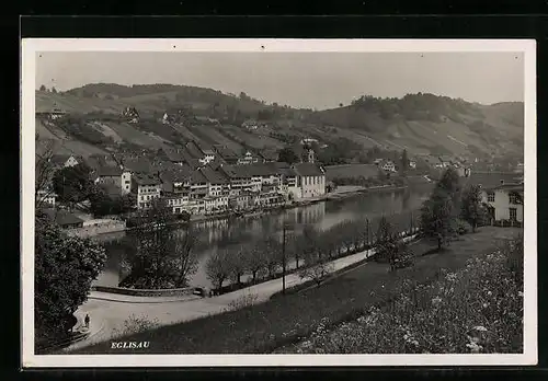 AK Eglisau, Flusspartie mit Blick auf den Ort