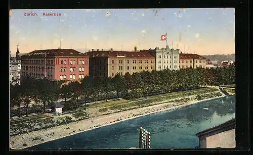 AK Zürich, Blick auf Kasernen