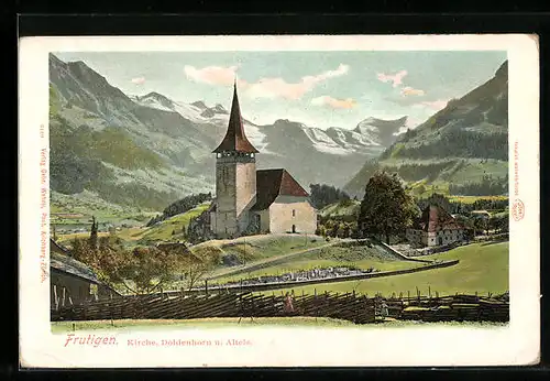 AK Frutigen, Kirche, Doldenhorn und Altels