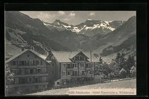 AK Adelboden, Hotel Alpenruhe und Wildstrubel