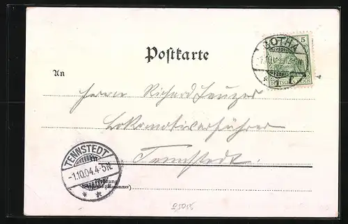 Lithographie Gotha, Totalansicht aus der Vogelschau