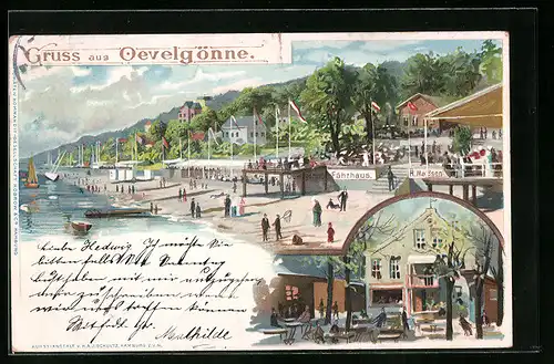 Lithographie Hamburg-Oevelgönne, Fährhaus Madsen