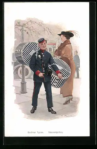AK Berlin, Messengerboy mit eleganter Dame