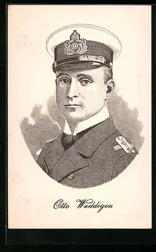 Künstler-AK Portrait von U-Boot-Kapitän Otto Weddigen