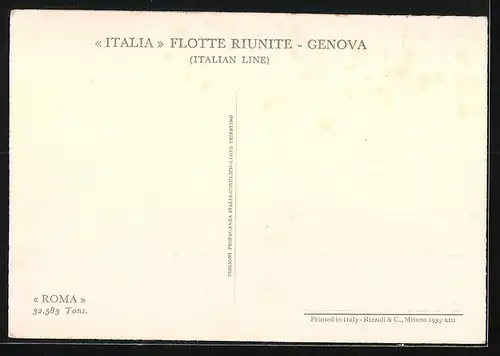 AK Passagierschiff Roma auf dem Meer