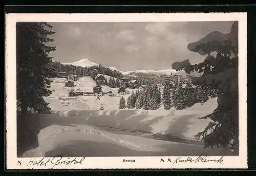 AK Arosa, Ortsansicht im Winter