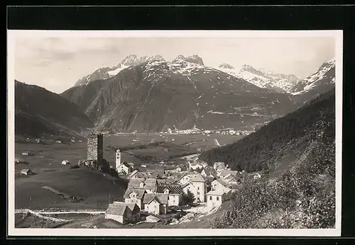 AK Hospenthal, Ortsansicht gegen Andermatt und Oberalp