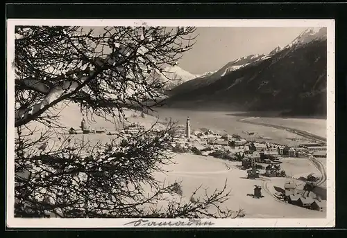 AK Samaden, Gesamtansicht im Winter aus der Vogelschau