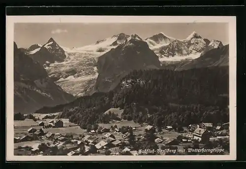 AK Hohfluh-Hasliberg, Ortsansicht mit Blick auf Wetterhorngruppe