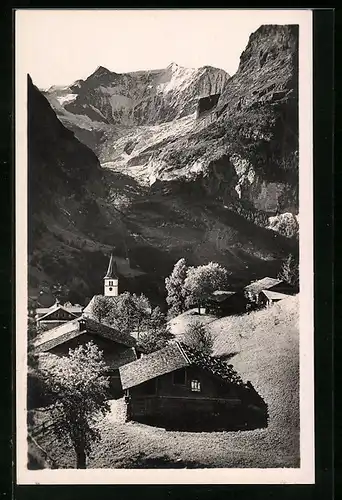 AK Grindelwald, Kirche u. Viescherhörner