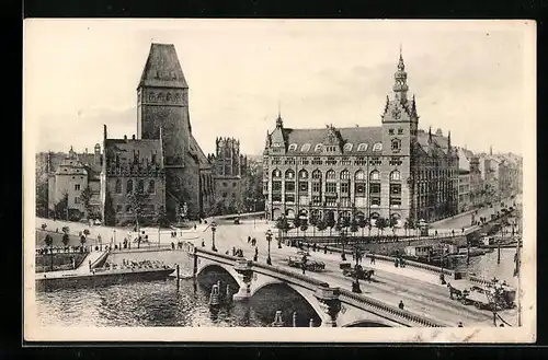 AK Berlin, Waisenbrücke und Märkisches Museum, Märkischer Platz