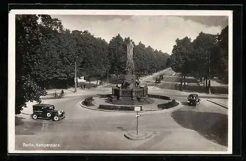 AK Berlin-Tiergarten, Kemperplatz aus der Vogelschau, Autos