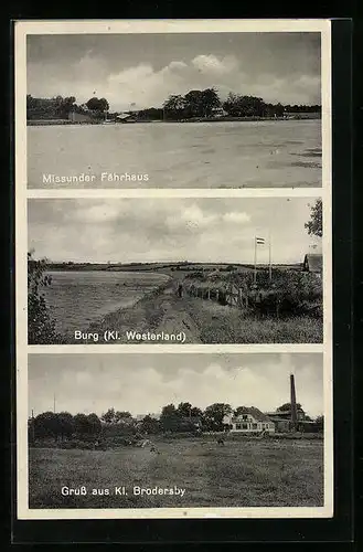 AK Klein Brodersby - Burg / Klein Westerland, Missunder Fährhaus, Uferpartie