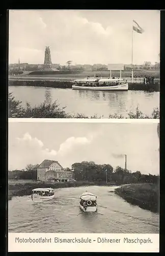 AK Döhren, Motorbootsfahrt Bismarcksäule-Döhrener Maschpark