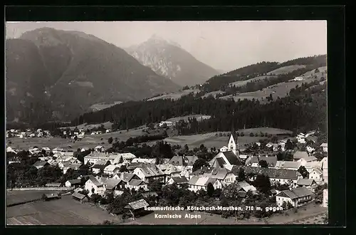 AK Kötschach-Mauthen, Gesamtansicht der Gemeinde mit Bergen