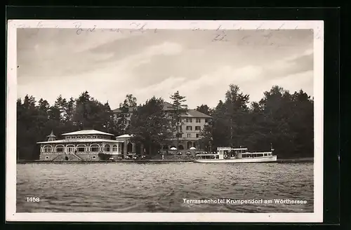 AK Krumpendorf am Wörthersee, Blick zum Terrassenhotel
