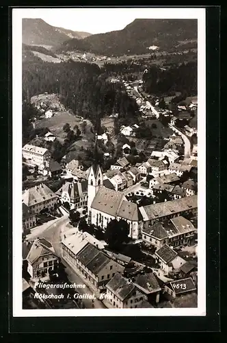 AK Kötschach im Gailtal, Gesamtansicht, Fliegeraufnahme